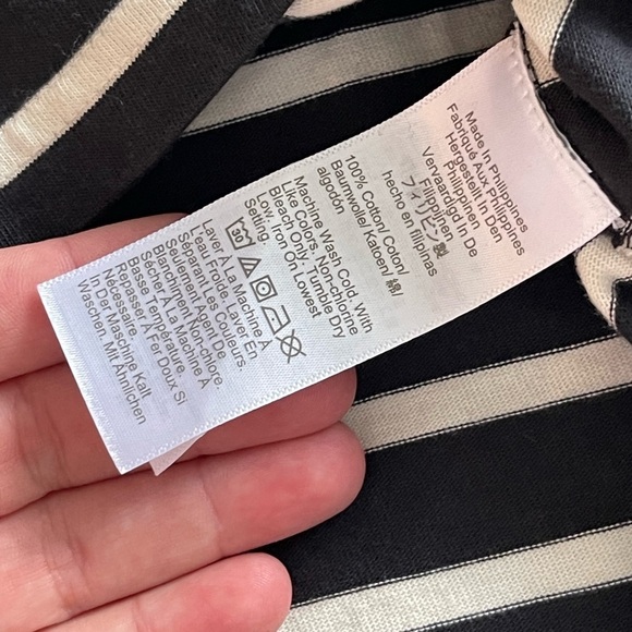 J Crew black and white stripe flare short sleeve blouse - Picture 4 of 7